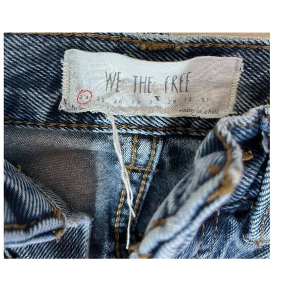 We the Free People Bleached Jeans Distressed Blue 24 Button Fly Mid-rise Y2K - Picture 6 of 7